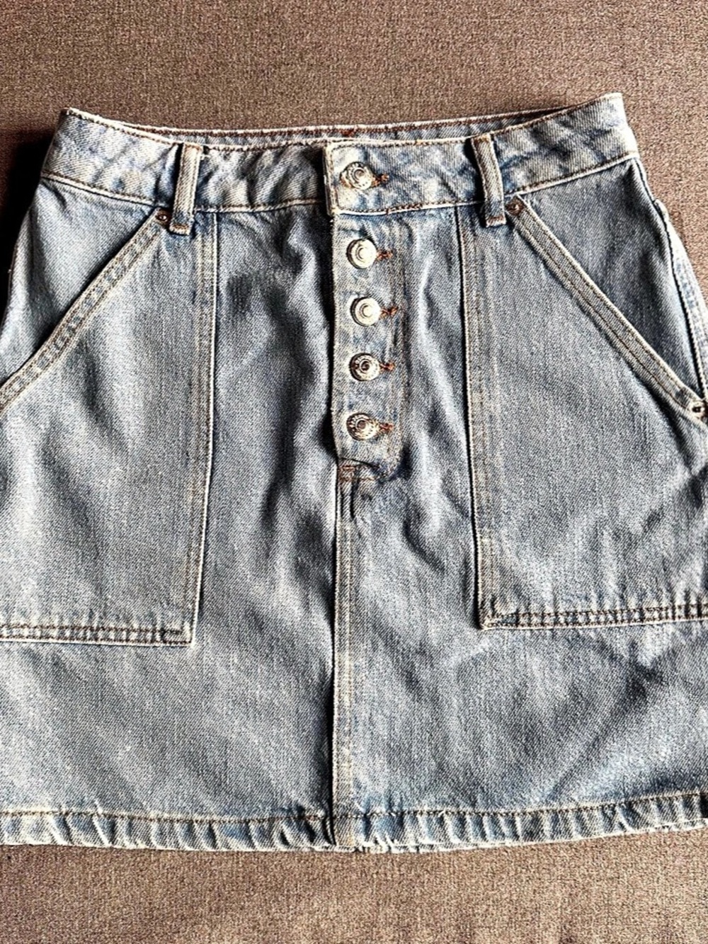 Topshop Denim Mini Skirt in Blue Size 4